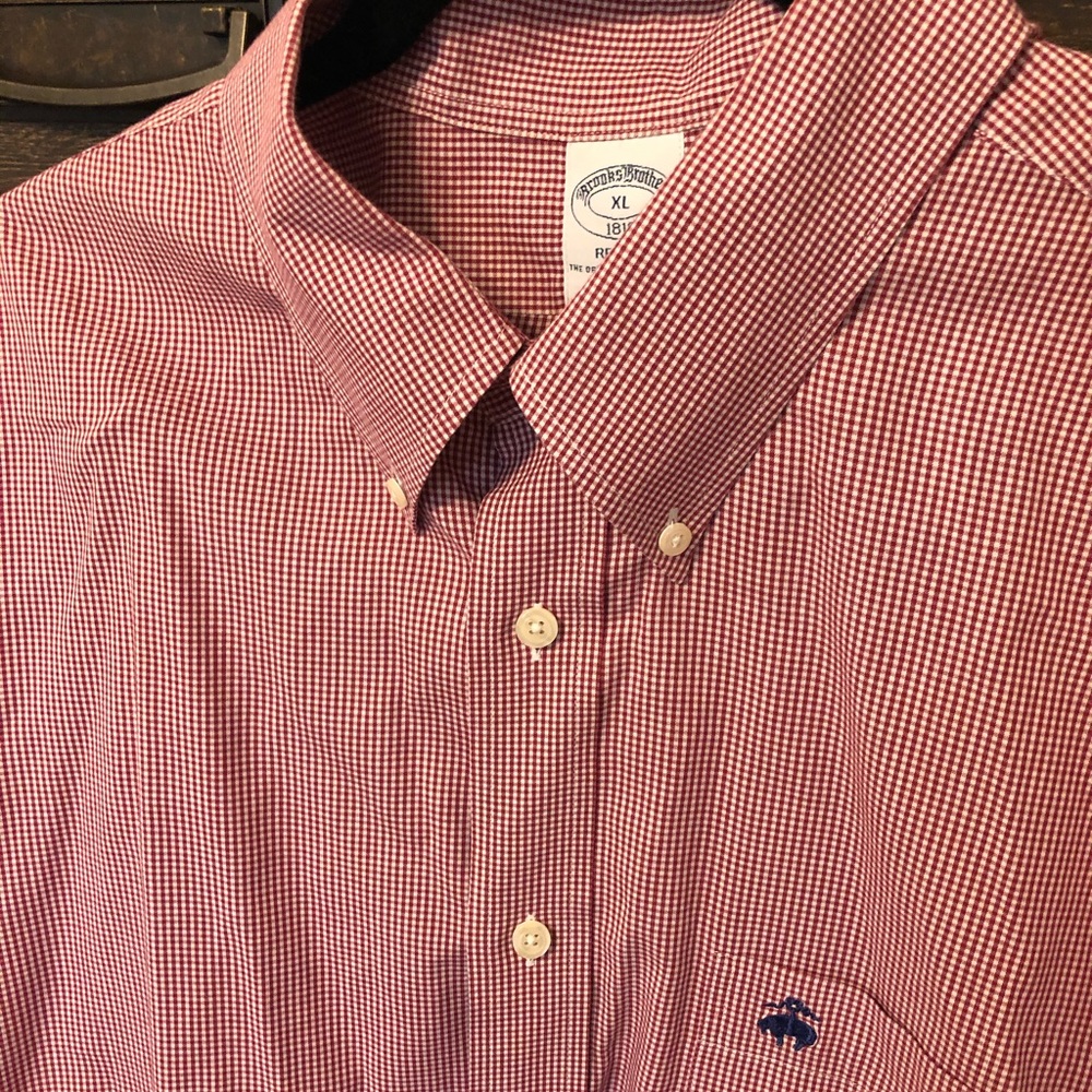 Brooks Brothers Red Check Button Down XL